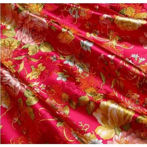 70cm*100cm COS costume dress baby clothes kimono fabric gold Metallic brocade fabric peony