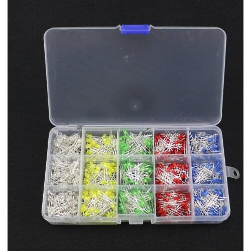 750Pcs/Box 3mm LED Diode Light Lamp Emitting Yellow Red Blue Green White Assortment LED Diode Light DIY Kit