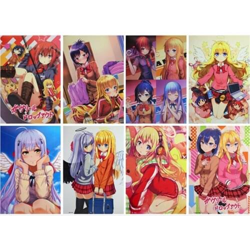 8 pcs/lot Anime Gabriel DropOut Embossed posters Toy Tenma Gabriel White McDowell Poster sticker for gifts Size 42x29CM