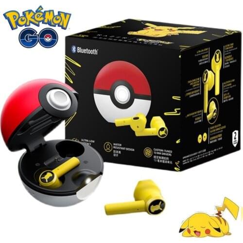 Pokemon Pikachu Bluetooth Headset Cartoon Anime Bluetooth 5.0 In-Ear Headphones Touch Pokeball Charging Chamber for Android IOS