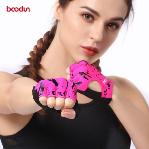 BOODUN New Quality Gloves Cycling Home Fitness Women Girl Yoga Dumbbell Non-slip Fluorescent 3mm shock pad High elasticity Lycra