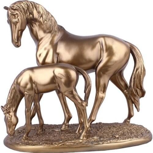 Bronze Mother and Son Horse Ornaments Resin Crafts Creative Living Room Furnishings home decor character resins EA46
