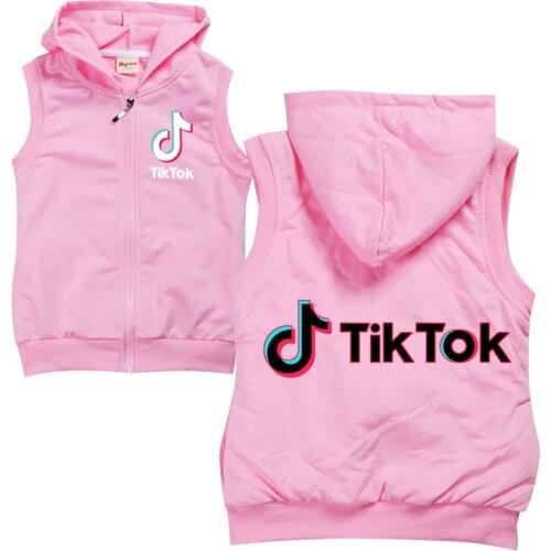 TIK TOK Childrens sweater hooded vest spring and autumn fashion casual top for boys and girls