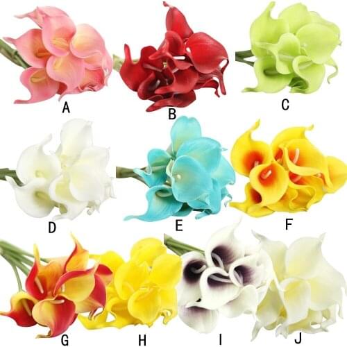 Home 5PCS Artificial Touch Calla Lily Fake Flower Wedding Home Decor Bouquet Fashion