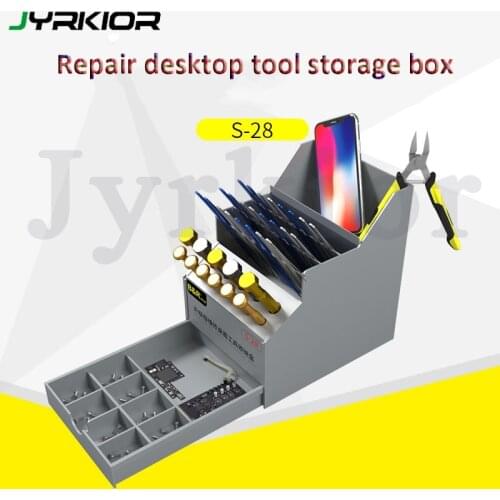 Jyrkior Multi-Function Repair Tools Desktop Organizer Storage Box Mobile Phone Maintenance Component Box Screwdriver Holder Tool