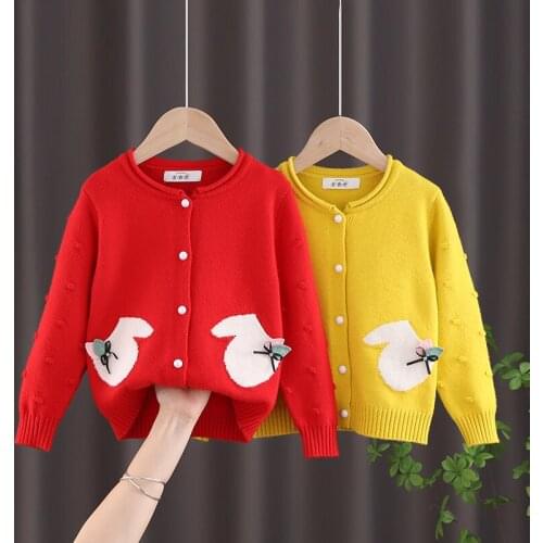 2-8 Years Girls Sweater Cardigan New Spring Cute Knitted Sweater Autumn Children Single Breasted Cardigan Coat Tops