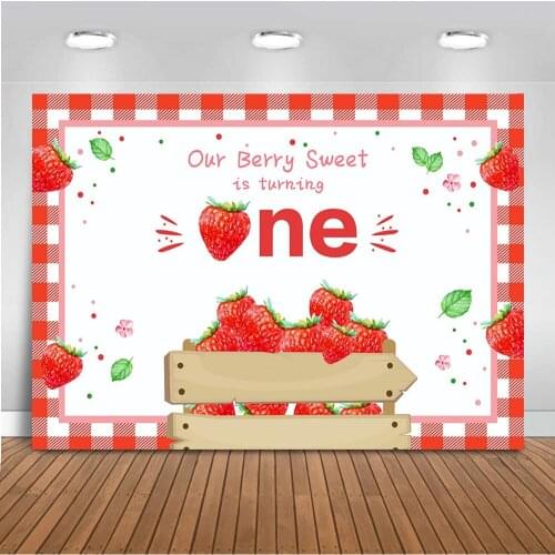 Strawberry Sweet Backdrop for Photography Cakes First Birthday Theme Party Decoration for Photo Studio Berry Background Prop
