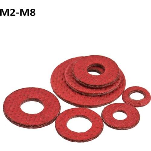 Red Steel Paper Meson Flat Washer Insulation Washers Gasket Ring Spacers M2 M2.5 M3 M3.5 M4 M5 M6 M8