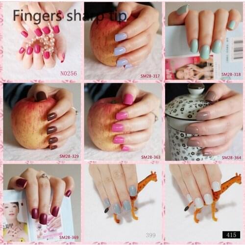2020 fashion beautiful candy color Nail finished fake nails short paragraph 24pcs 9 color Optional