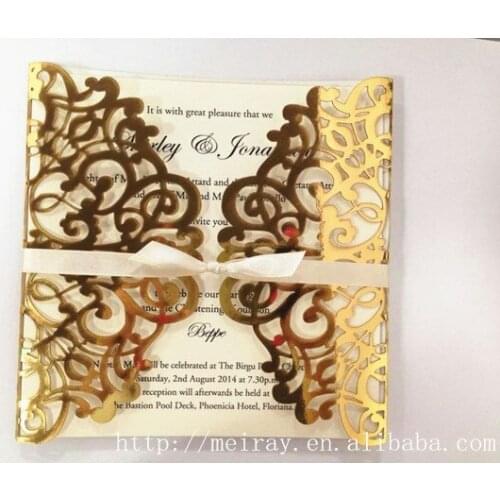 Wholesale invitation for marriage laser cut gold wedding invitations