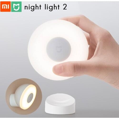 Original Xiaomi Night Light 2 Motion-Activated Photosensitive Magnetic 360 Rotation 2 Brightness AA Battery Up to 365 Days 2800K