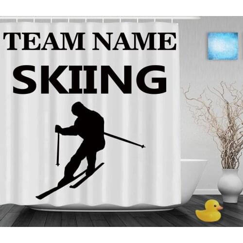 Personalized Skiing Sports Shower Curtain Custom Team Name Decor Bathroom Shower Curtains Polyester Fabric With Hooks