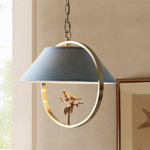 Hanging Bird Light Copper Pendant Lamp for Bedroom American Country Home Decor Vintage Loft Industrial Modern Led Light Fixtures