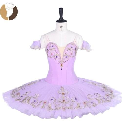 FLTOTURE Professional Classical Performance Custom Made Ballet Tutu 12 Layers Lilac Fairy Stage Wear Sleeping Beauty Costumes