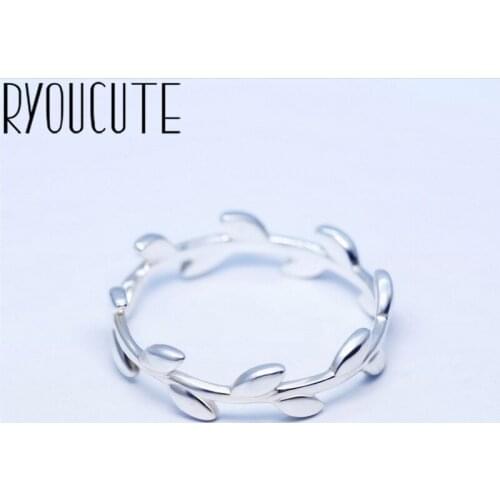 RYOUCUTE 100% Real Silver Color Jewelry Fashion Sweet Branch Leaf Rings for Women Bijoux Statement Antique Ring Anillos