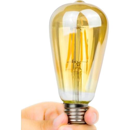 E27 Vintage LED Edison Filament bulb 4W 6W Replace 40W 60W Incandescent Bulb Golden Led ST64 Energy Saving Lamp Home Lighting