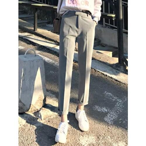 VRIGINER Spring Autumn Women Suit Pants Fashion High Waist Female Straight Pants Streetwear Women Trousers Capris 2020 New