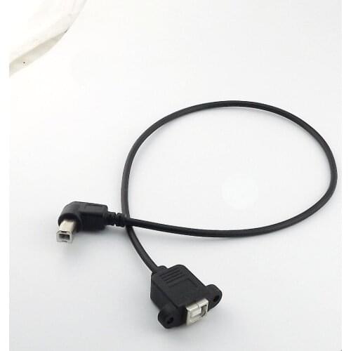 10pcs USB 2.0 B Male Right Angle to USB B Female Socket Panel Extension Cable 50cm