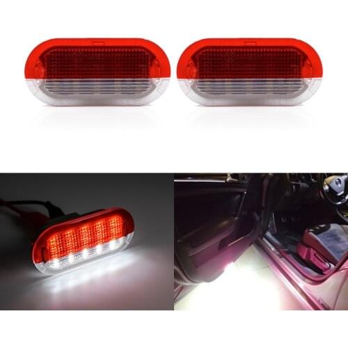 2x White/Red Led Door Courtesy Lights Under Warning Lamps For VW Golf MK3 MK4 Jetta Beetle Touran Polo Vento For Skoda Seat