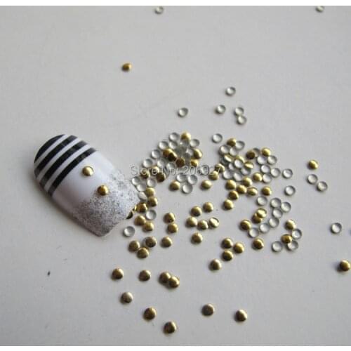 200pcs Cute S-31 2mm Nail Art Gold Round Metal Stud Nail Art Decoration