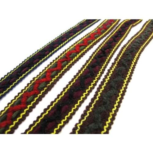 4 Colors|2 Yards 7/8 Inch Woven Ribbon Trim|Yarn Trim|Wool Trim|Jacquard Trim|Embroidered|Floral Pattern|Curtain Decor