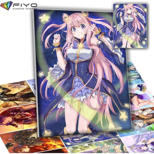 5D Diamond Embroidery Diamond Painting Anime Genshin Impact Mosaic Picture of Rhinestone Cross Stitch Kits Kawaii Home Decor