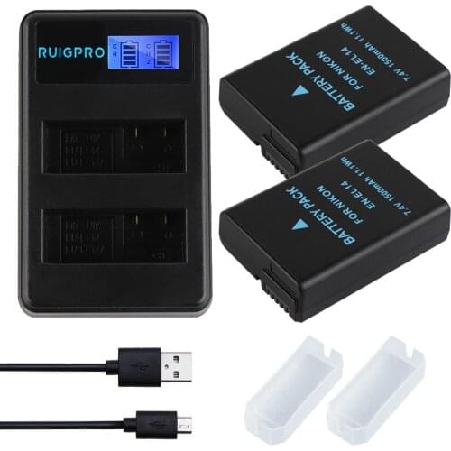 1500mAh 2x EN-EL14 EN-EL14A ENEL14 Battery+LCD USB Dual Charger for Nikon D3100 D3200 D3300 D3400 D3500 D5600 D5100 D5200 P7000