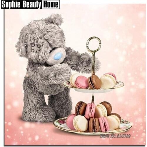 5D Diy Diamond Painting Teddy Bear Eat Snacks Cross Stitch Pattern Full Diamond Embroidery Diamond Mosaic Needlework Decor187332