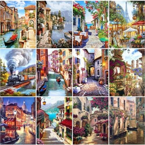 EverShine Diamond Painting Landscape Diamond Mosaic Street Beaded Embroidery Rhinestones Art Cross Stitch Kits Handmade Hobby
