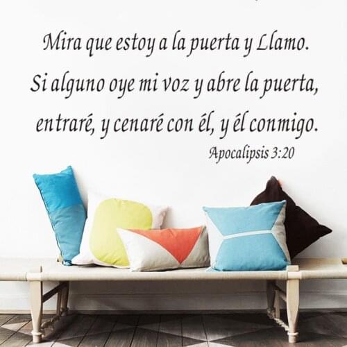Apocalipsis 3:20 Wall Stickers Vinyl Bedroom Decor Poster Mira Que Estoy A La Puerta Y Llamo Spanish Bible Verse Decals RU2483