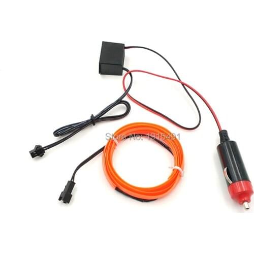 Free Shipping 1Meter 2.3mm-Skirt EL wire Neon Led Strip Orange Glittery Electroluminescent Cold Light+DC12V Steady On Controller