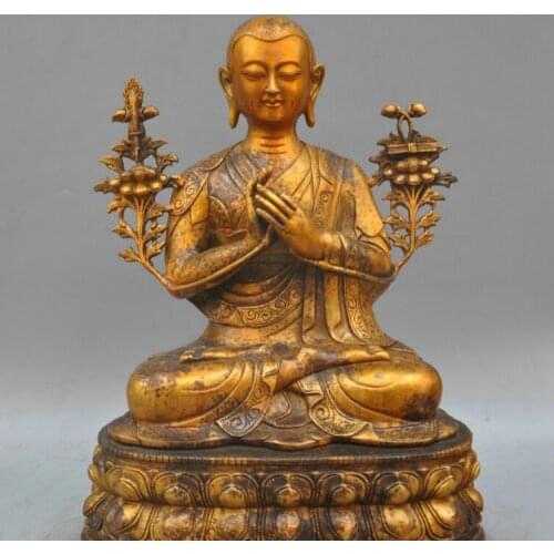 Bi002014 16' Tibetan Buddhism Bronze Tsongkhapa Milarepa Guru Buddha Sculpture Statue
