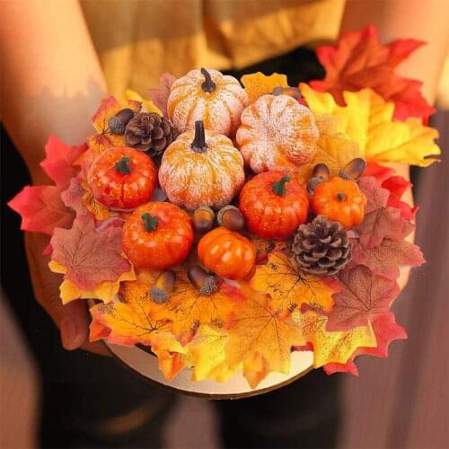Halloween Bubble Fake Pumpkin Maple Pine Cones Decoration Simulation Pumpkin Golden Autumn Set Christmas Thanksgiving Photo Prop