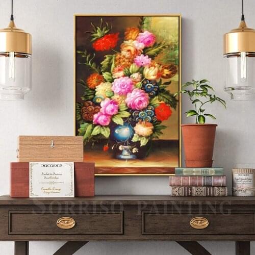 Europe Classical Retro Flowers Wall Art For Living Room Canvas Oil Painting Posters Prints Hallway Pictures Home Dining Decor