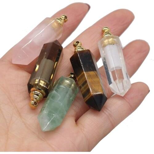Natural Stone Pendants Charm Rose Quartzs Crystal Pillar for Jewelry Making DIY Necklace Women Gift