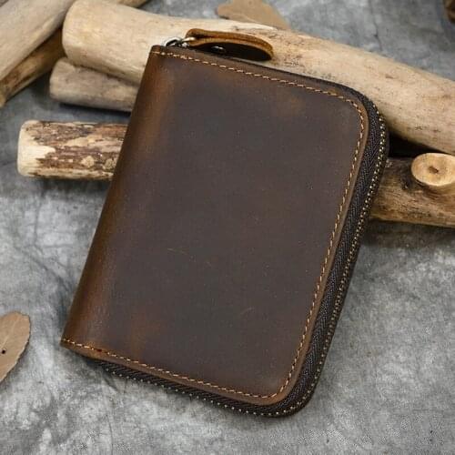 Luufan Genuine Leather Wallet Mens Purse Fold Wallets Mini Coin Pocket Card Holder Purse Vintage Wallets Brand High Quality