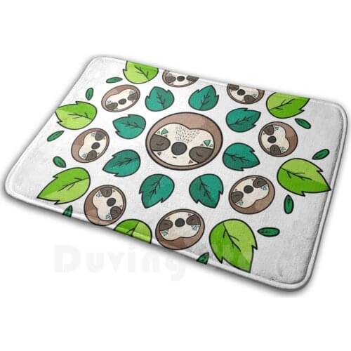 Mandala Sloth Mat Rug Carpet Anti-Slip Floor Mats Bedroom Mandala Sloth Perezoso Lazy Cute Kawaii Man Girl Vector Geek Ethnic