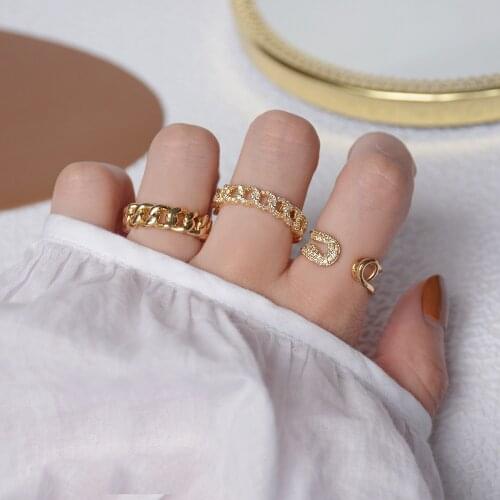 Shiny Side New Fashion Brand Jewelry Crystal Link Engagement Rings for Women Gift Adjustable Open Wedding Rings