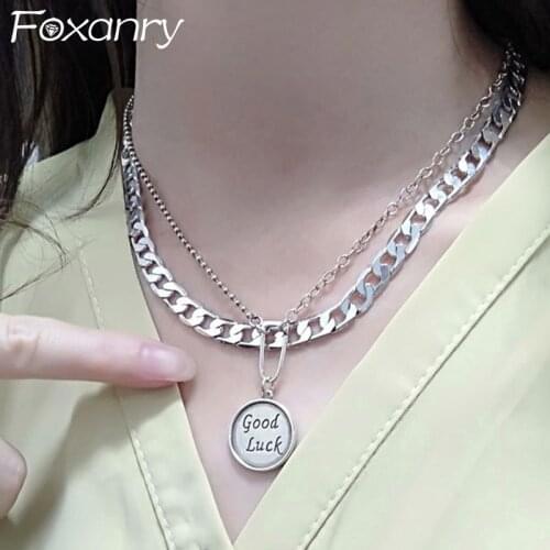 Foxanry 925 Sterling Silver Good Luck Necklace New Fashion Vintage Punk Clavicle Chain Thai Silver Party Jewelry Gifts for Women