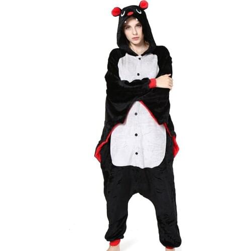 2020 Adults Animal Pajamas Cartoon Sleepwear Bat Pajamas Sets Anime Kigurumi Women Men Warm Flannel Hooded