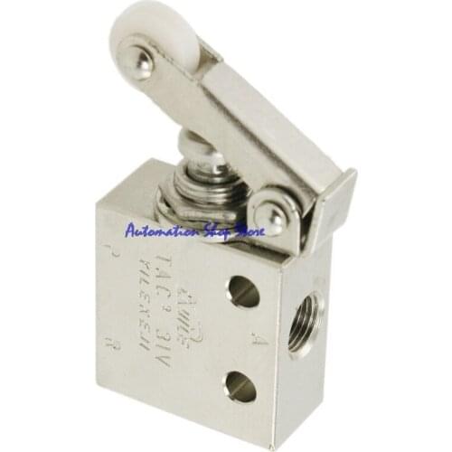 Pneumatic Switch Valve TAC2-31P Air Pneumatic 1/8" 2 Position 3 Way Roller Lever Mechanical Valve