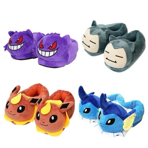 Pokemon Anime Eevee Cute Animal Cartoon Plush Indoor Adult Slippers Stuffed Shoes Toys
