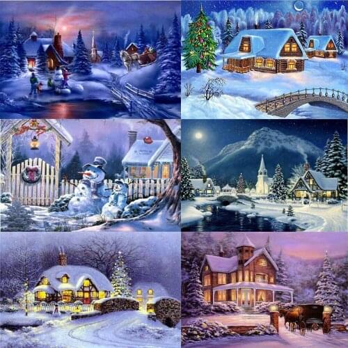 Full Squarer/Round Diamond Embroidery Snow Landscape 5D DIY Diamond Painting Christmas gifts Diamond Mosaic Decor Paintings KL44