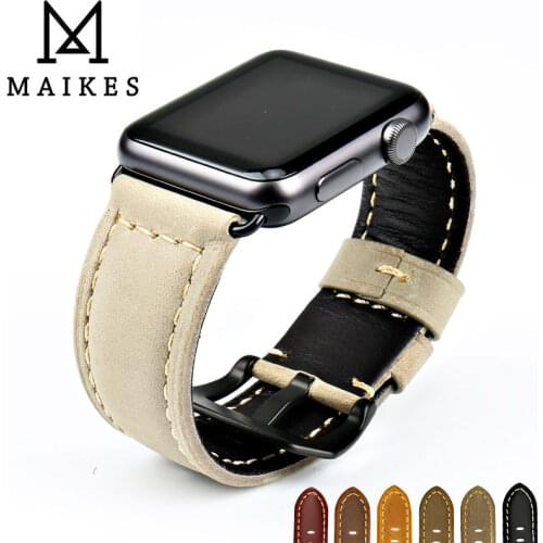 MAIKES watch bands genuine leather watchband watches bracelet belt for Apple Watch 42mm 38mm series iwatch 4 44mm 40mm accessory