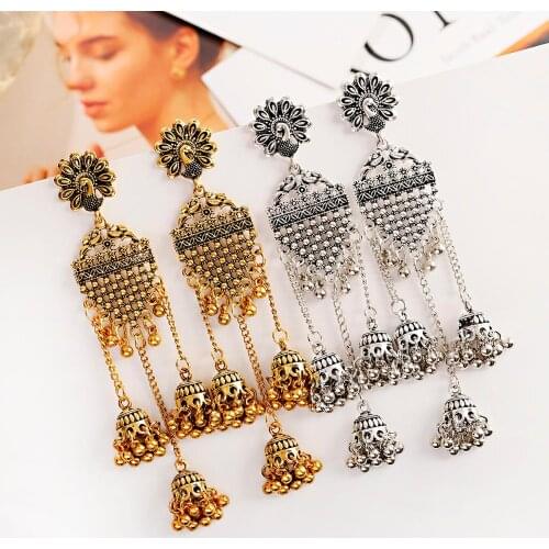 Earrings For Women Accessories Bollywood Jewelry Pendiente Chains Indian Ear Rings Charms Earring Long Vintage Statement