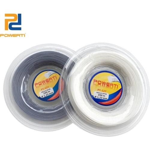 Powerti 1.23mm Hexagonal Tennis String Top Spin Polyester Training Tennis Racket String 200m Reel Power Control Black