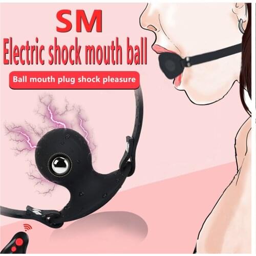 SM Electric Shock Wireless Remote Vibrators Mouth Gag Ball BDSM Bondage Restraints Fetish Training Adult Game Sex Toy For Women