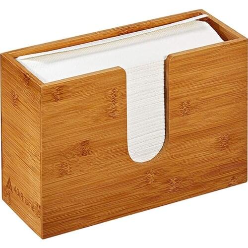 Tissue Case Wall Mount Bathroom Kitchen Home Bamboo Napkin Tissue Paper Dispenser Container