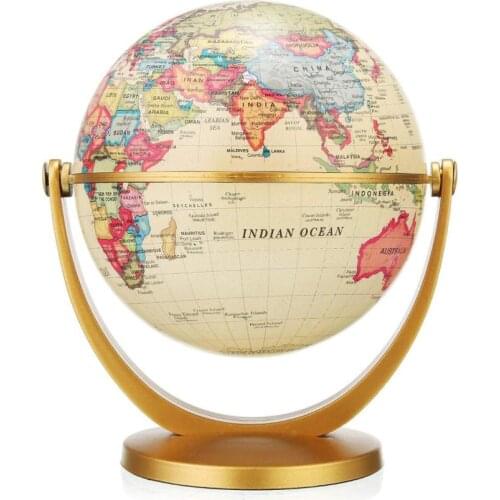 13cm Retro Globe 360 Rotating Earth World Ocean Map Ball Antique Desktop Geography Learning Education Home School Decoration