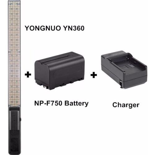 YONGNUO YN360 Handheld LED Video Light 3200k 5500k RGB Colorful 39.5CM + BATTERY + Charger